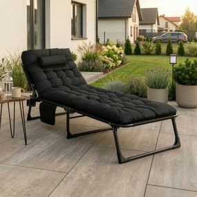 Leżak Ogrodowy SATURN 190x73 cm Czarny