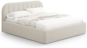 Beżowe tapicerowane łóżko dwuosobowe ze schowkiem ze stelażem 200x200 cm Juno – Windsor &amp; Co Sofas