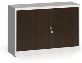 Szafy spawane z laminowanymi drzwiami, 800 x 1200 x 400 mm, RAL 7035/wenge