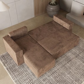 Masseno Narożnik RAVELO z funkcją spania i pojemnikiem na pościel Narozniki L, Rozkładana sofa - Beżowy, MONOLITH 09