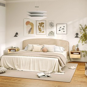 HOMCOM 2-częściowy zestaw wiszących stolików nocnych, Stolik nocny, Komoda nocna, Płyta wiórowa, Naturalny, 45 x 35 x 27,5 cm