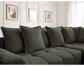 Zielony rozkładany/ze schowkiem narożnik z tkaniny szenilowej (prawostronny/w kształcie litery L) Everest – Bobochic Paris