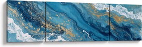 Obraz - Jasnoniebieski marmur ze złotem II. (170x50 cm)
