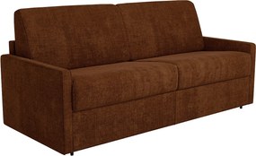 Kanapa 4-osobowa rozkładana typu express z tkaniny w kolorze terakoty - Pow. spania na szerokich listwach 160 cm - Materac 18 cm CALIFE
