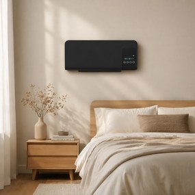 HOMCOM Elektryczny grzejnik, montaż ścienny, funkcja oscylacji, 2 tryby, timer, wyświetlacz LED, czarny | Aosom PL