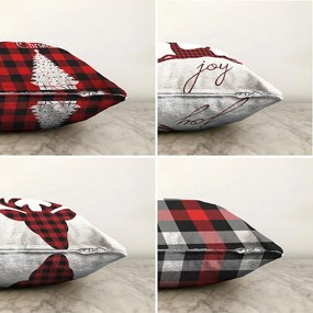 Zestaw 4 świątecznych szenilowych poszewek na poduszki Minimalist Cushion Covers Christmas Tartan, 55x55 cm