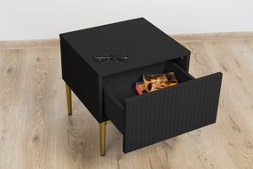 Zestaw szafek nocnych Nicole 46 cm - czarny / złote nóżki