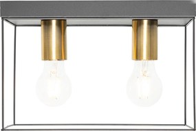 Minimalistyczna lampa sufitowa czarna ze złotem 2-światła - Kodi