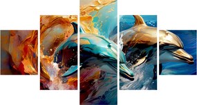 Obraz - Malowanie delfinów (125x70 cm)