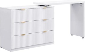 Komoda z obrotowym blatem i 6 szufladami - Biały i złoty - DRANOVA marki Pascal Morabito