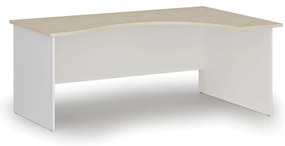 Ergonomiczne biurko PRIMO WHITE, 180x120 cm, prawe, biały/brzoza