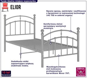 Szare metalowe łóżko z zagłówkiem 100x200 cm Olerno