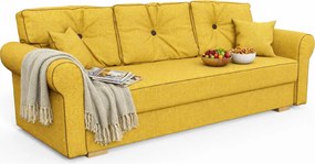 Żółta rozkładana kanapa z pojemnikiem na pościel B1-S37