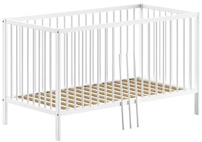 Białe łóżeczko z litego drewna sosnowego 70x140 cm DINO – Vipack
