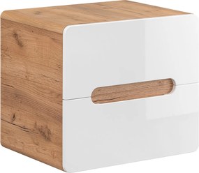 Szafka pod umywalkę nablatową 60 cm, Aruba 828 FSC, dąb craft złoty/biały połysk