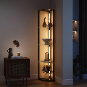 HOMCOM LED Lampa Stojąca ze Szklanymi Półkami, Lampa z 3 Poziomami Jasności, Czarna | Aosom PL