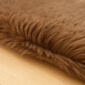 Brązowy Dywanik Okrągły FI 100 Cm Miękki Antypoślizgowy Do Sypialni Salonu