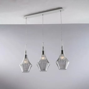 Szyna żelazna Zeus z szarym szkłem Pyrex 3 światła dł. 75 x 10 BL270-BIN3-GR