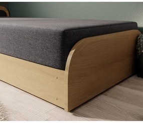 Tapicerowane/z płyty wiórowej łóżko jednoosobowe ze schowkiem z materacem 80x190 cm w kolorze ochry/ciemnoszare Parys – ELTAP