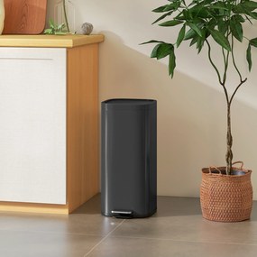 HOMCOM 30 L kosz na śmieci do kuchni, pedałowy z pokrywą, Soft-Close i funkcja utrzymania otwarcia, do kuchni i domu | Aosom PL