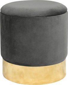 Pufa ze schowkiem okrągła welurowa AKORD GOLDEN Szara