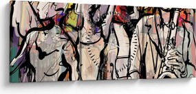 Obraz - Jazzowa noc (z zegarem) (90x30 cm)