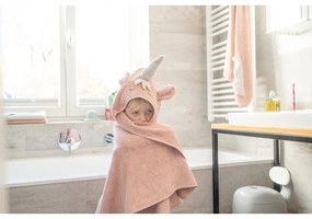 Różowy bawełniany ręcznik dziecięcy z kapturem 75x75 cm Unicorn – Kindsgut