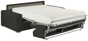 Kanapa 3-osobowa z ekspresowym mechanizmem rozkładania z ekoskóry EMIR - Kolor: czarny - Miejsce do spania: 140 cm - Materac 22 cm z pamięcią kształtu