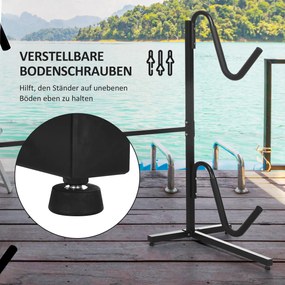 SPORTNOW Uchwyt na 2 kajaki, deski surfingowe, stojaki do SUP, rama metalowa, regulacja szerokości 144-180 cm
