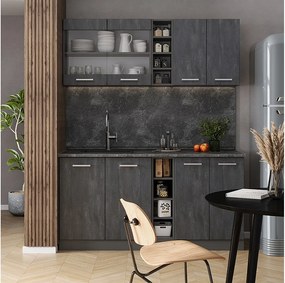 Pojedyncza kuchnia czarny beton/antracyt 160x60x81.6 r-line