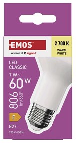 Żarówka LED z ciepłym światłem z gwintem E27, 7 W – EMOS