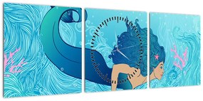 Obraz - Syrenka (z zegarem) (90x30 cm)