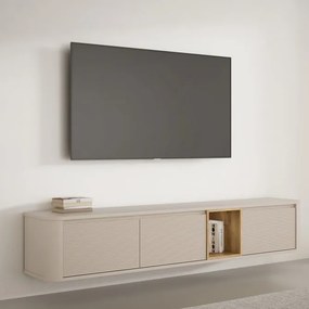 Szafka RTV Breathtaker 220 cm, piaskowy/dąb Mauvella
