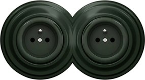 Kliklap - Podwójne retro gniazdko ścienne z ramką 230V zielone