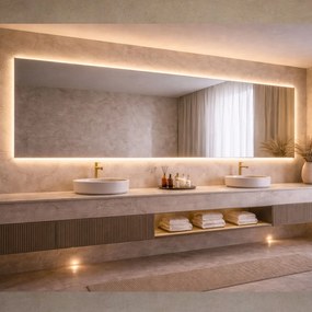 Lustro prostokątne z podświetleniem TAVA Horizon LED XXL | Różne rozmiary | Różne kolory : Kolor tafli szkła - Srebrny, Rozmiar - 201x60