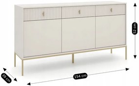 Kaszmirowa komoda ryflowana na złotych nóżkach C0-R14