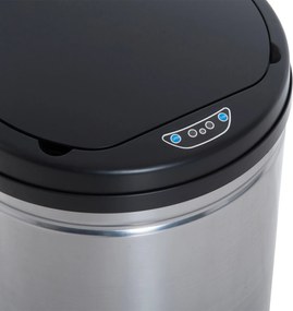 HOMCOM Kosz na Śmieci Automatyczny Stalowy 30L Czarno-Srebrny 30,5x51,5cm Elegancki i Funkcjonalny | Aosom PL