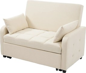 Kanapa rozkładana 127x75x94 cm - Kanapa z regulowanym oparciem - Z 2 poduszkami - Beżowa