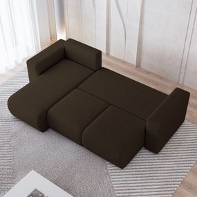 Masseno Narożnik RINOVA z funkcją spania i pojemnikiem na pościel Narozniki L, Rozkładana sofa - Brązowy, NEVE 28