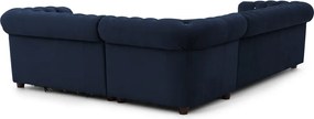Niebieski aksamitny rozkładany narożnik (prawostronny/w kształcie litery L) York Blik – Ropez