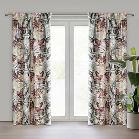 Zasłona gotowa z mikrofibry w kolorowe liście na taśmie 140x270 cm