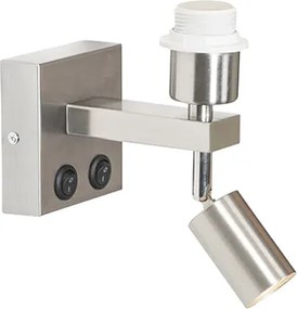 Nowoczesna lampa ścienna ze stali z lampką do czytania - Brescia