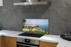 Panel Kuchenny Szklany Latarnia Morska na Skalistym Brzegu