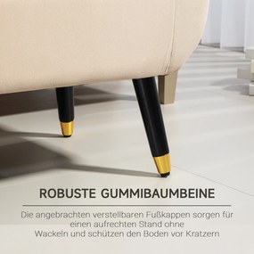 HOMCOM Tapicerowana ławka welurowa z podłokietnikami i miejscem do przechowywania beżowa 107x42x65 cm | Aosom PL