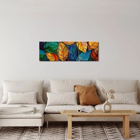 Obraz - Mozaika z liści (z zegarem) (90x30 cm)