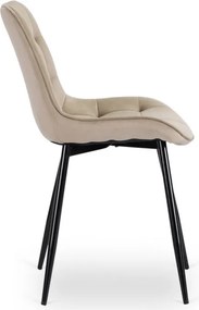 Zestaw Stół Rozkładany SKUBI 120-160 cm Dąb Craft/Czarny i 6 Krzeseł Tapicerowanych CHRIS Beżowych Nowoczesnych