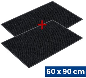 Trwała mata wejściowa z PVC 1+1 GRATIS, dywanowa, 60 x 90 cm, czarna