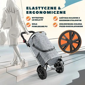 Torba na zakupy na kółkach EASY, 50l, szara Monzana