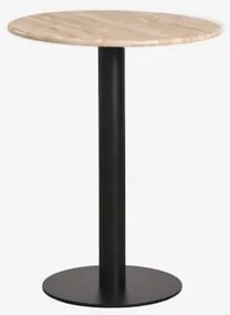 Okrągły Barowy Stół Z Naturalnego Kamienia Xiren Ø60 Cm & Czarny & Trawertyn - Sklum