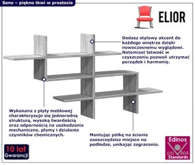 Nowoczesna wisząca półka szary dąb sonoma - Seno